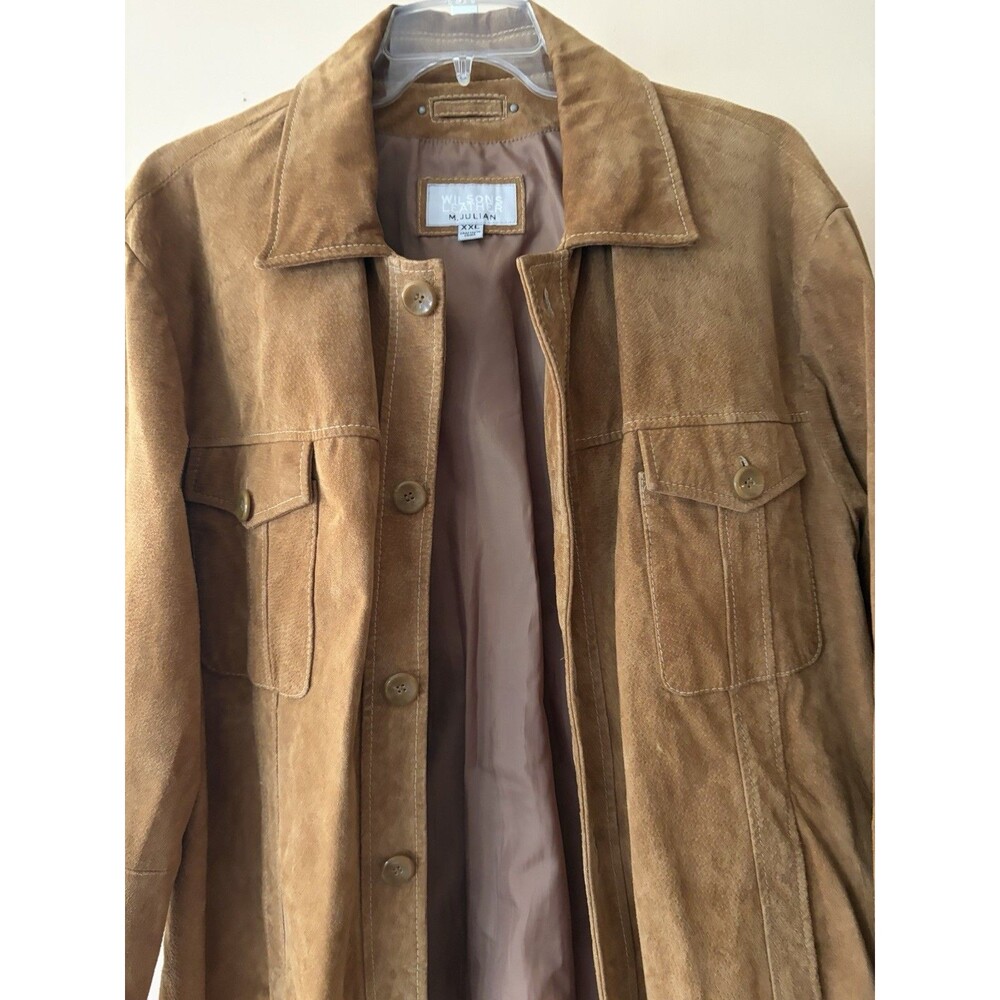 Wilsons Leather Jacket Men XXL Tan Suede Button Western 70’s Rock Retro Pockets - Picture 4 of 16